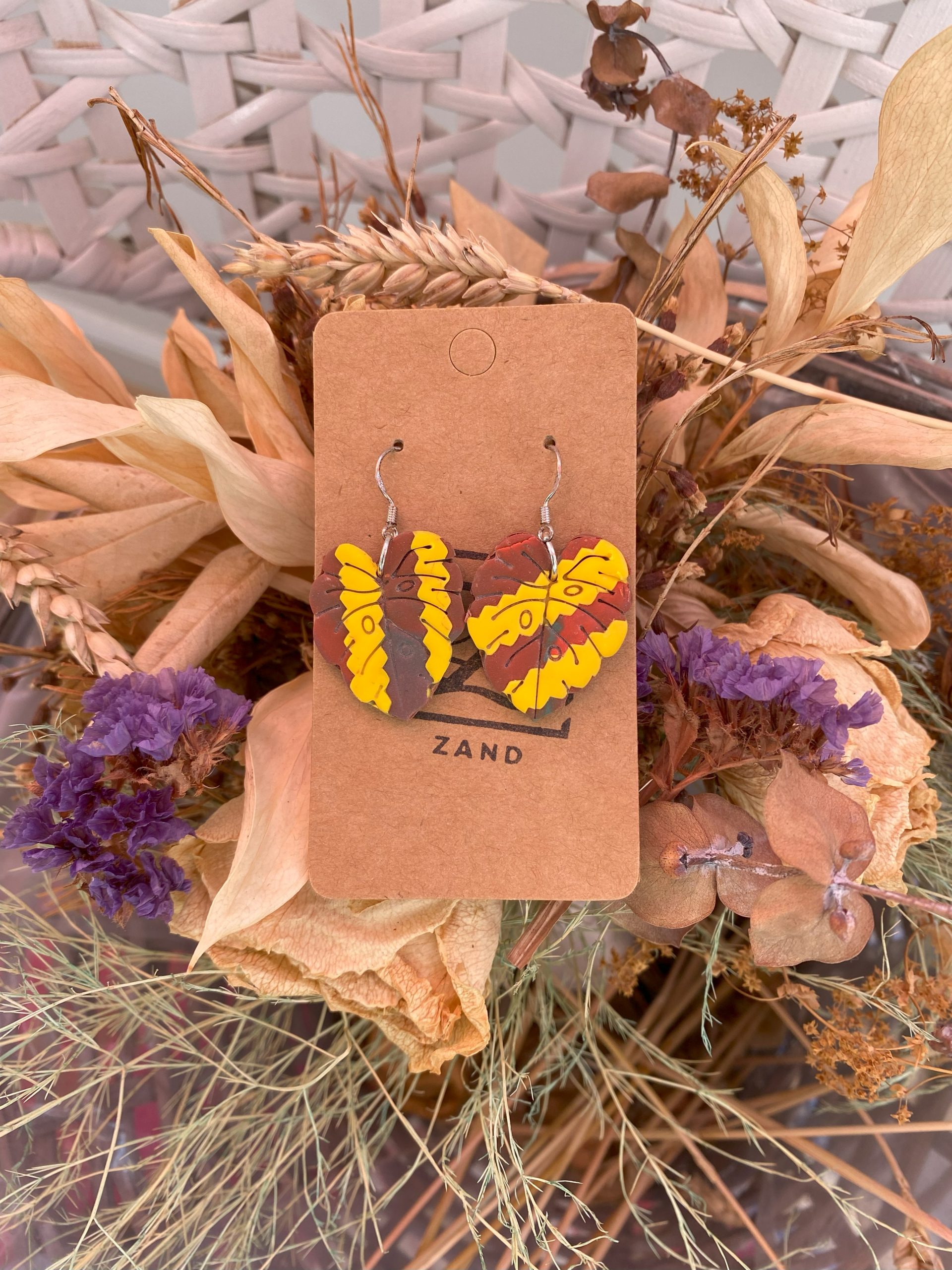 Cercei handmade din lut polimeric - Zbor prin frunze colorate